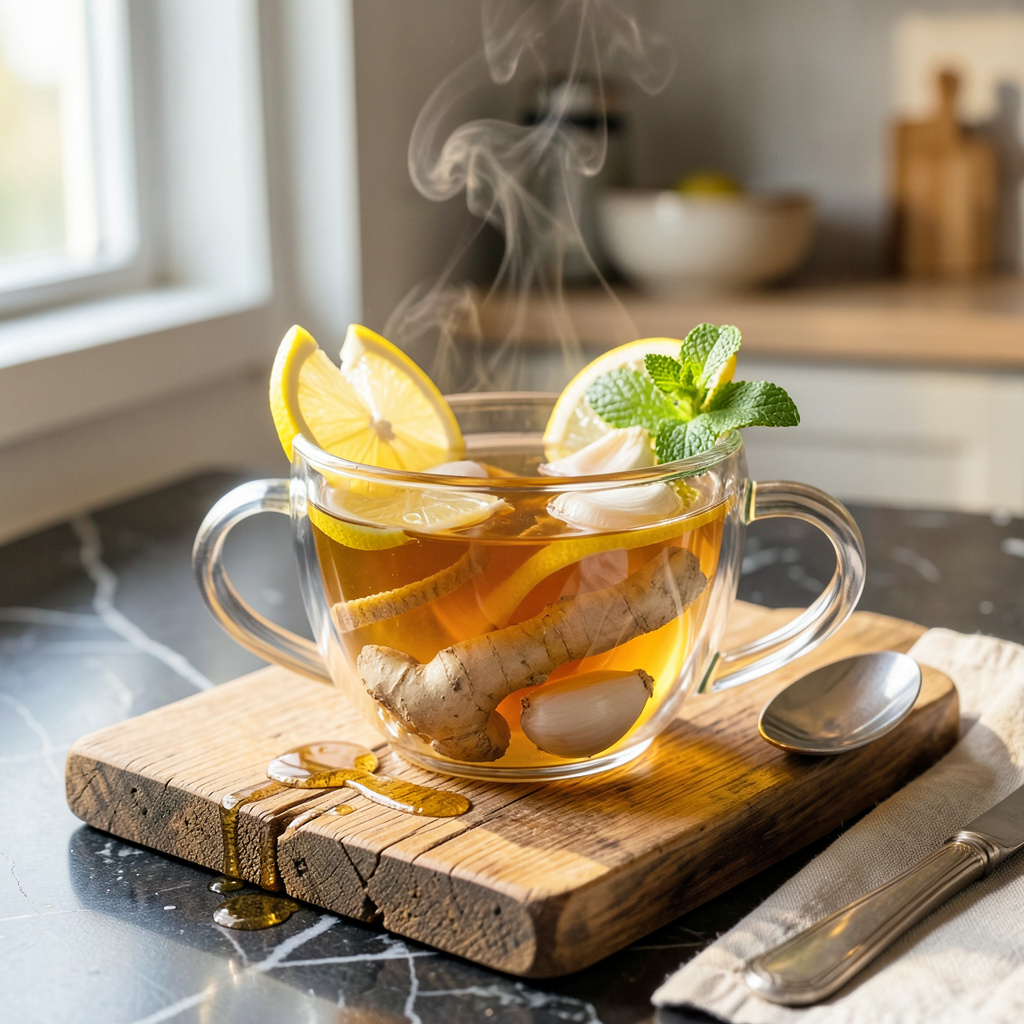Lemon Ginger and Garlic Tea Recipe: Soothing Immunity Boost example with annotations