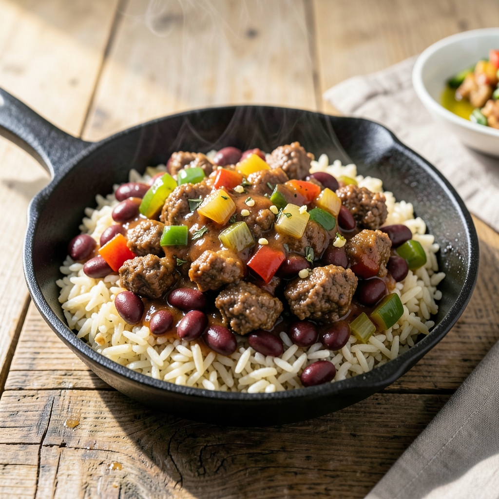 Simple Rice Recioe Hamburger Beans and Rice Recipe: Hearty One-Pot Southern Comfort