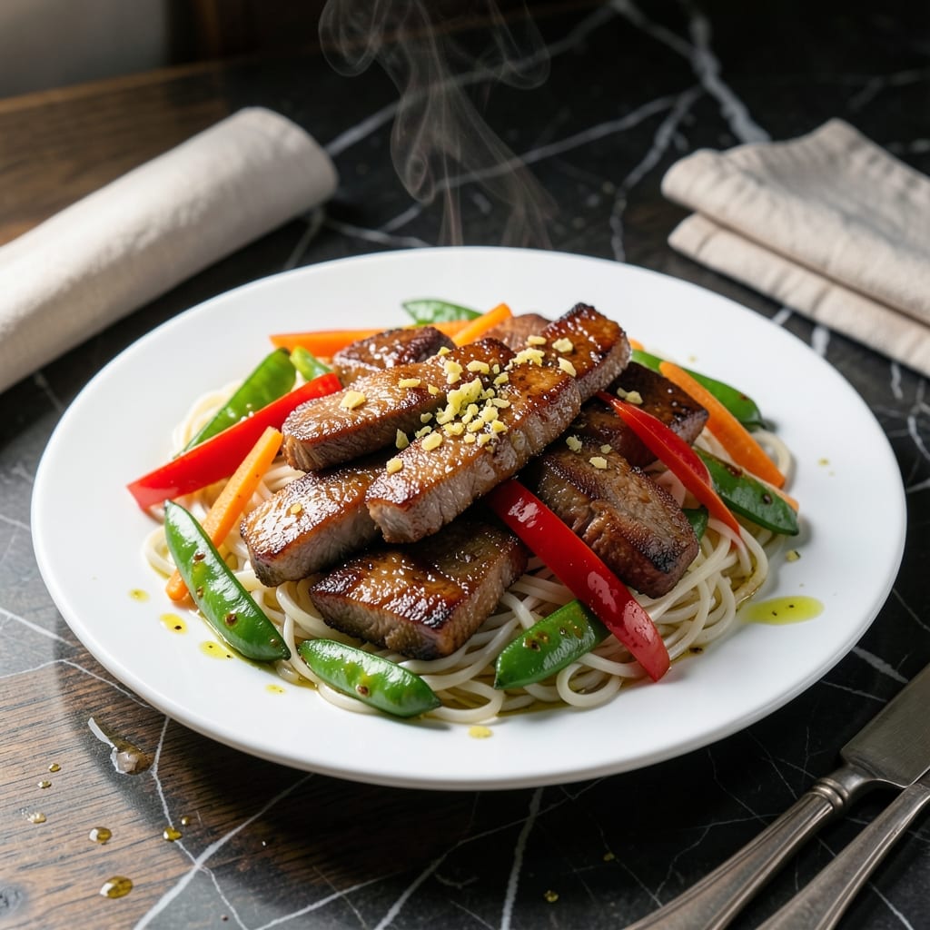 Pork Stir Fry With Rice Noodles Recipe: Ginger-Garlic Wok Magic